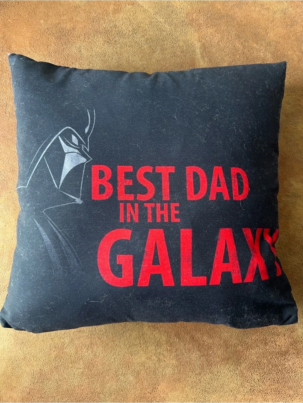Star Wars Black Pillow with Red 'Best Dad in the Galaxy' Text